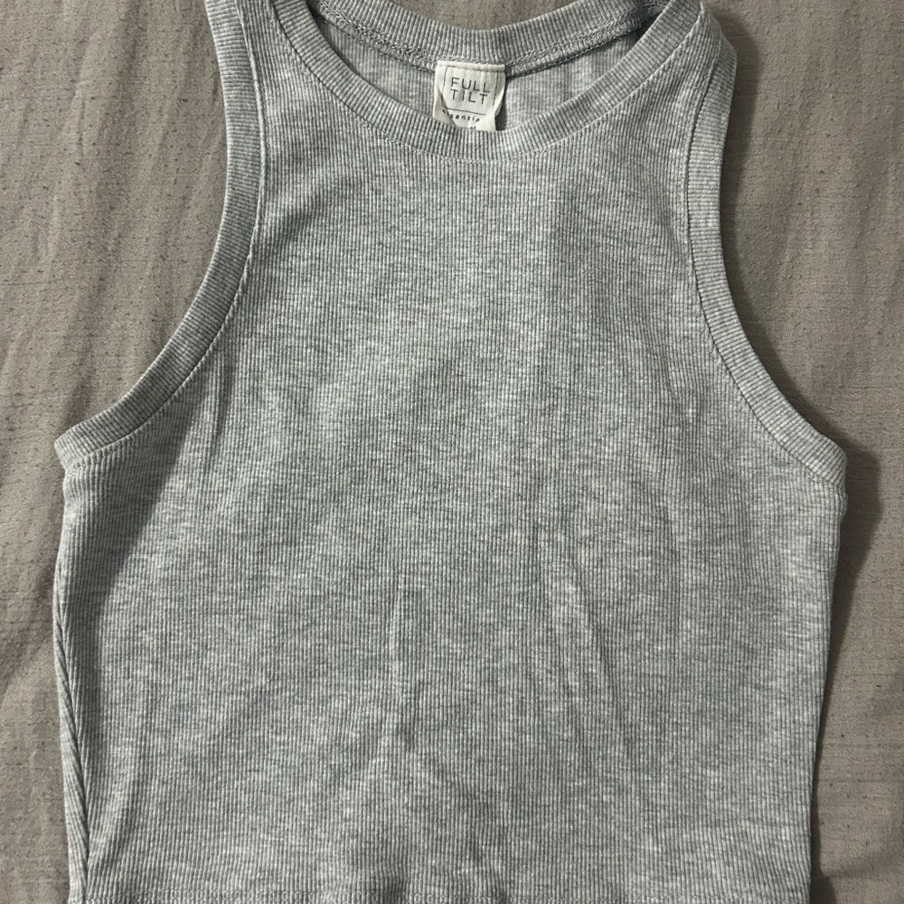 Full Tilt Light Gray Ribbed Top